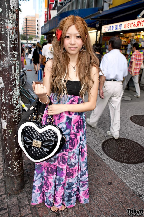 Shibuya garota no vestido Rose Impressão-Long