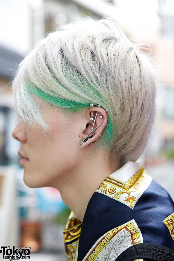 Ear studs & green streaks