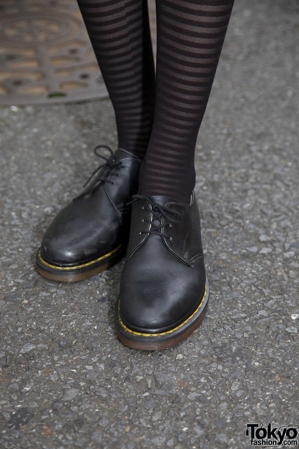 H& stockings wiht Dr. Martens oxford shoes