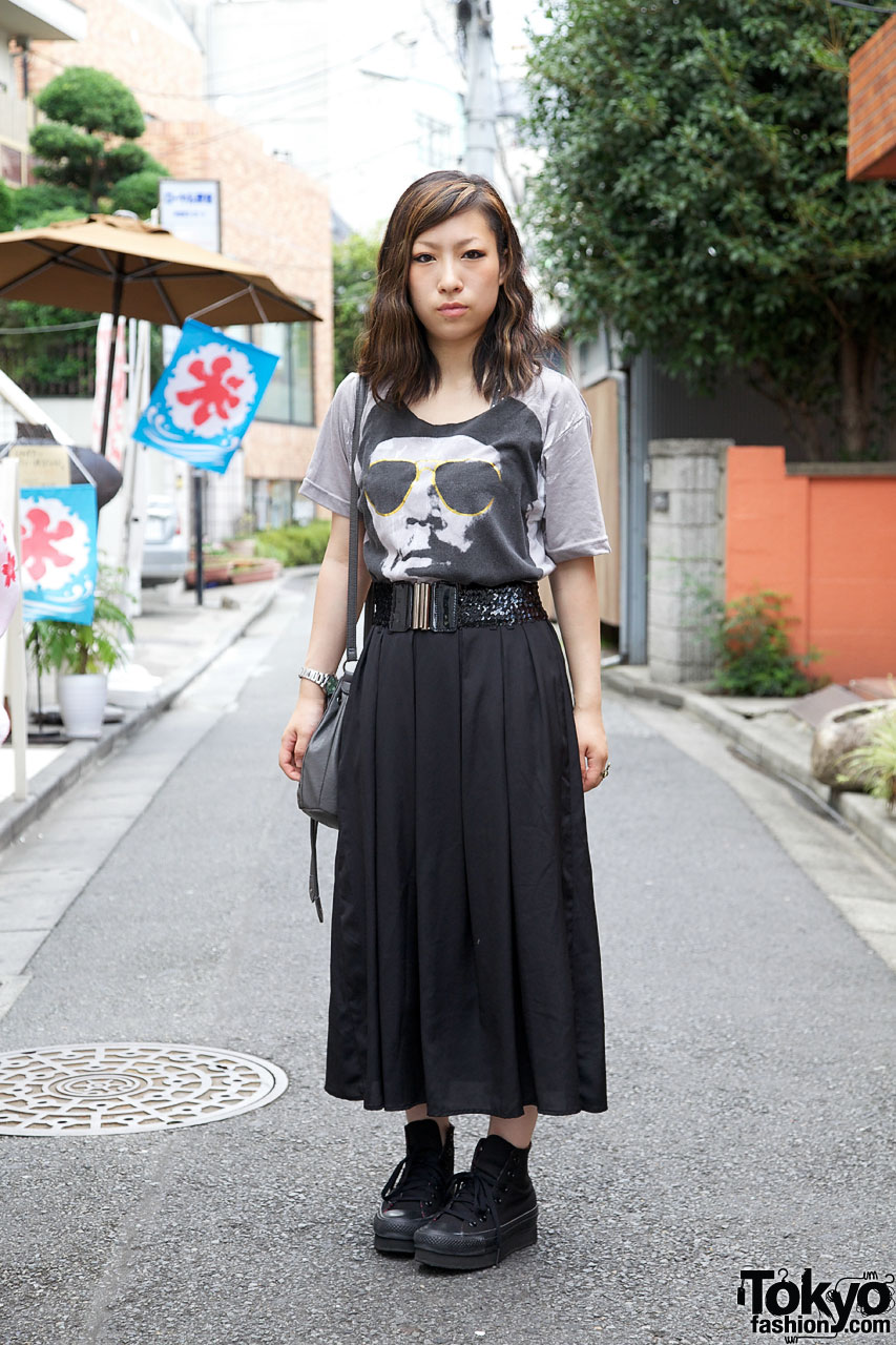 long skirt and converse