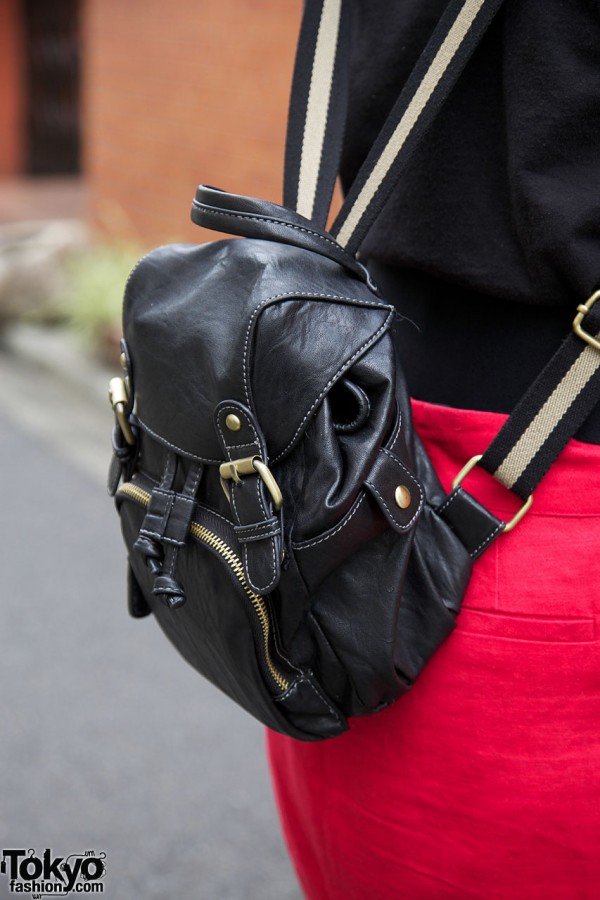 Black leather backpack