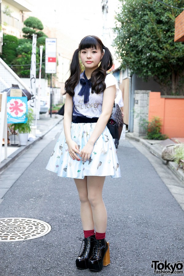 Cute Girl’s Furimadonna Skirt & Jeffrey Campbell Wooden Block Shoes