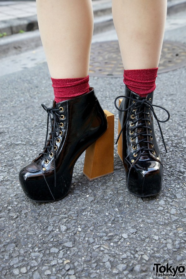 Jeffrey Campbell patent leather wooden heel shoes