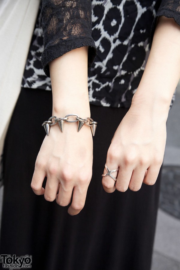 Silver spiked bracelet & silver ring