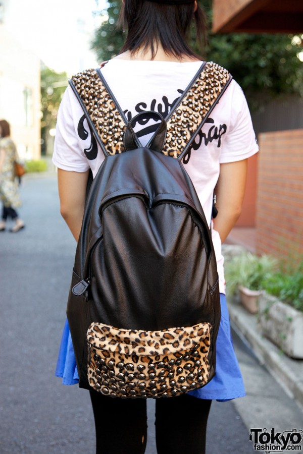 Glad News animal print studded backpack