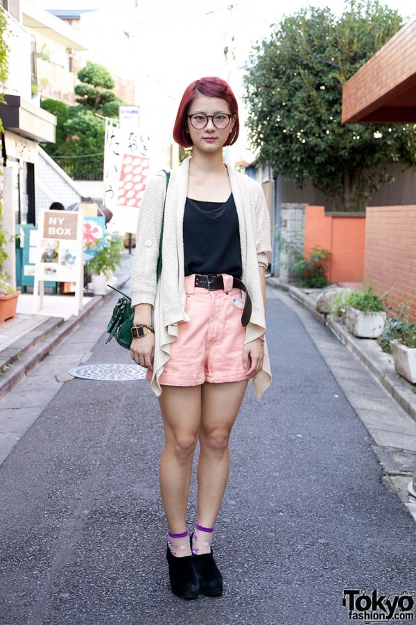 Beauty Student’s Fuchsia Hair, Pink Shorts, Haight & Ashbury Sweater