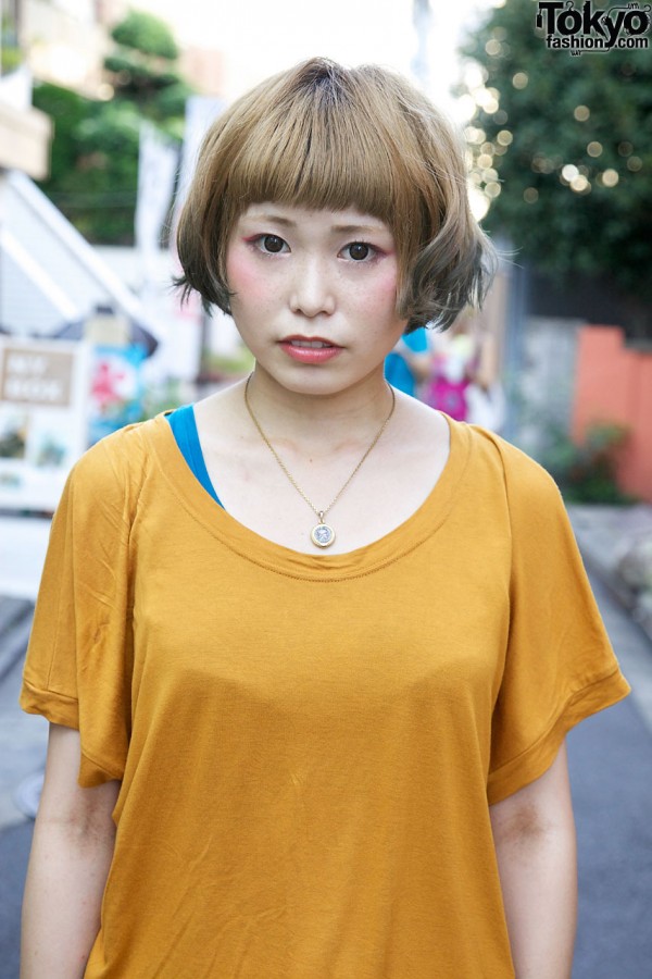 Gold Zara t-shirt in Harajuku