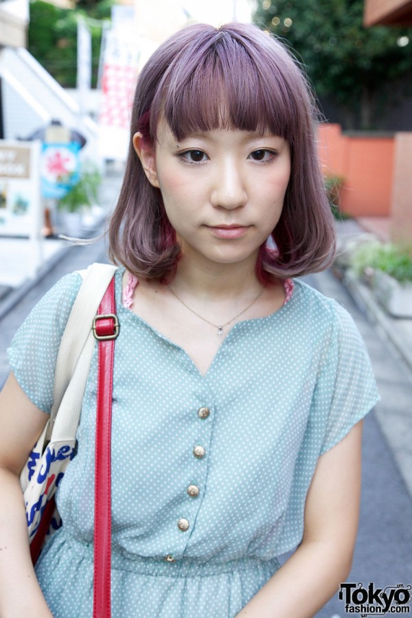 Summer dress w/ silver button in Harajuku