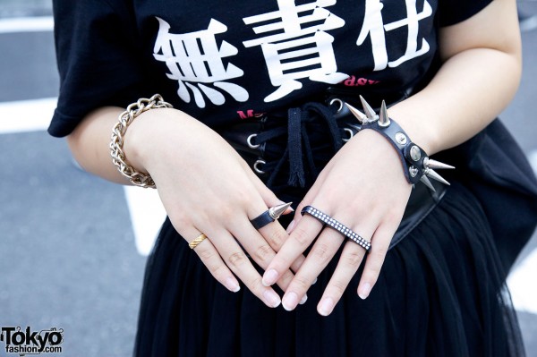 Spike bracelet and ring in Harajuku