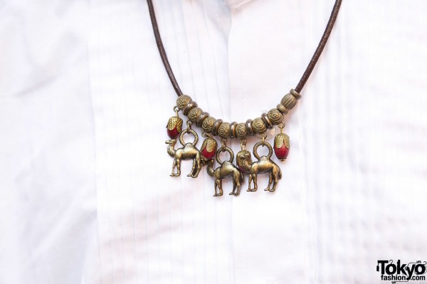 Ethnic necklace with camel pendants in Harajuku