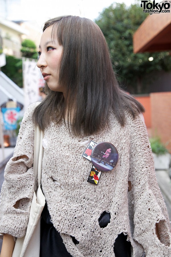 Handmade sweater & buttons in Harajuku