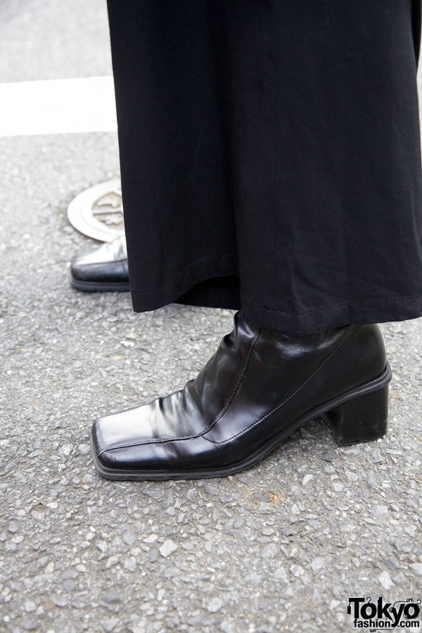 Black dress boots from resale shop in Harajuku