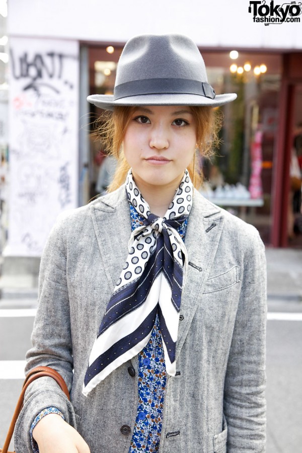 Fedora hat & scarf from Paris flea market in Harajuku