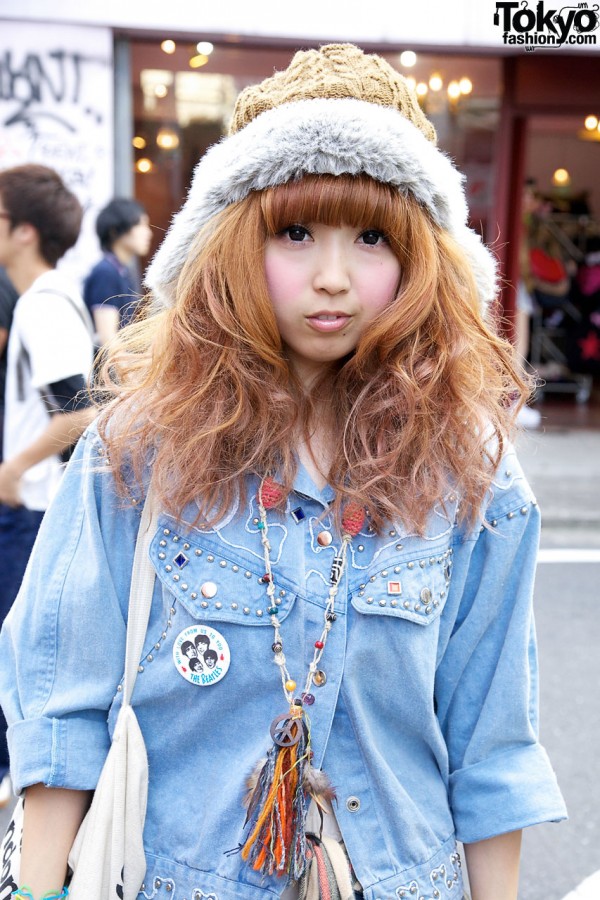 70s-style denim jacket in Harajuku