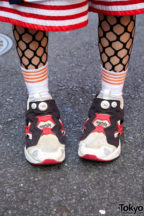 Fishnet tights & Reebok sneakers in Harajuku