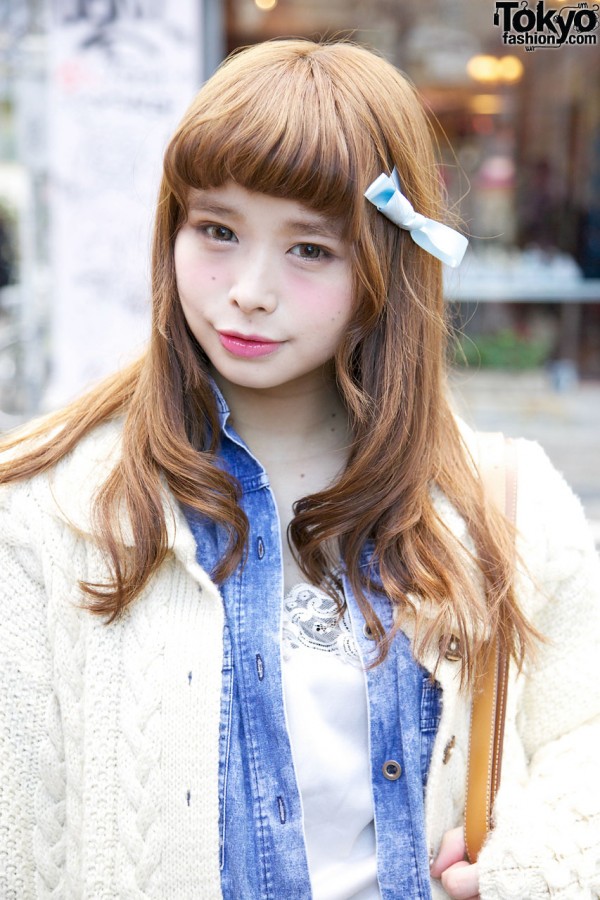 Sakura's Cable Knit Sweater, Fringe Skirt & Vintage Loafers in Harajuku