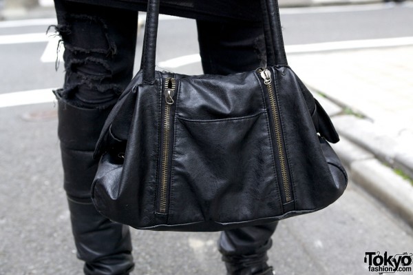 Black Leather Men's Handbag