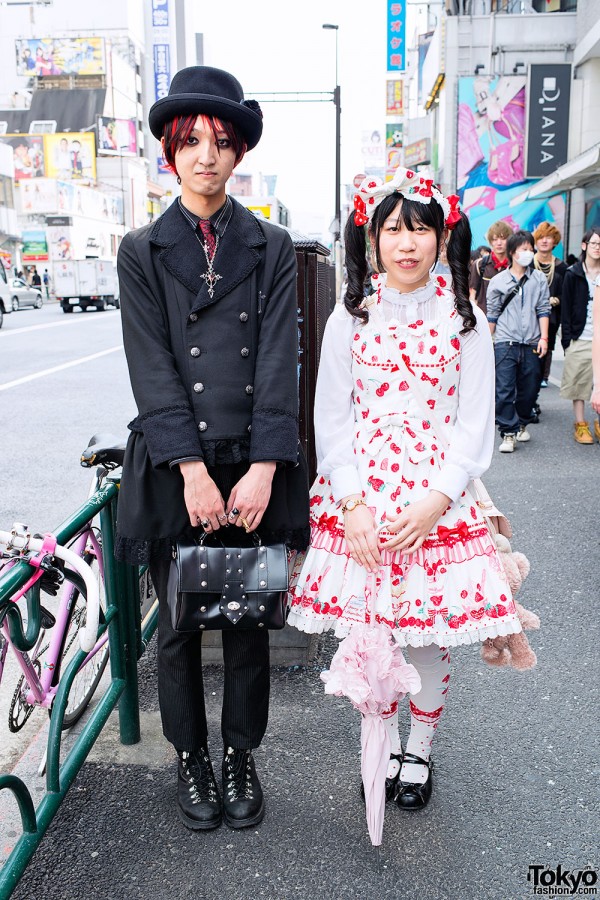 Gothic Guy w/ Red Hair & Angelic Pretty Lolita in Harajuku