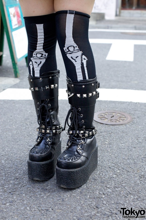 Skeleton Socks & Punk Platform Boots