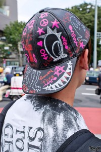 Punk Illustrated Cap in Harajuku