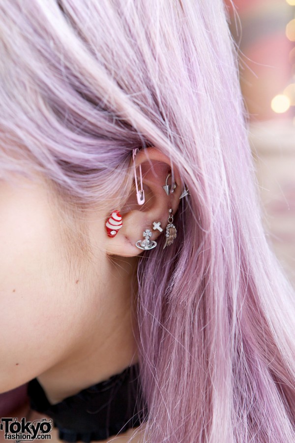 Juria's Pink Safety Pin Earring