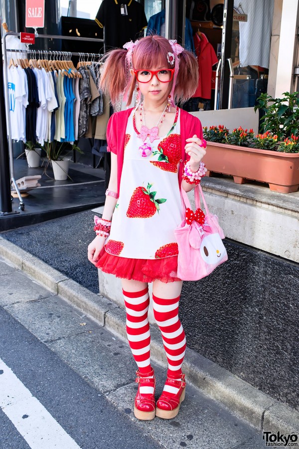 Cute Moco Strawberry Style in Harajuku