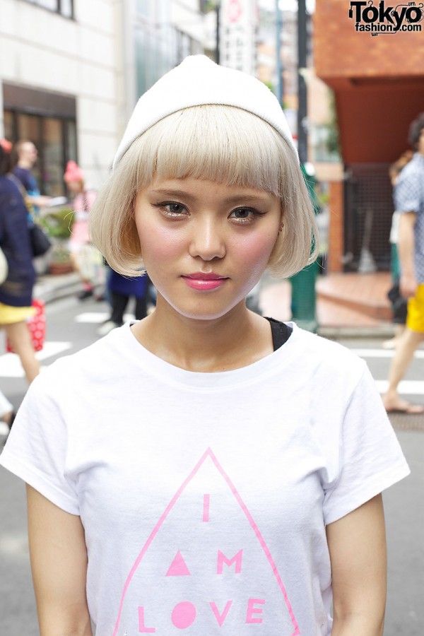 Blonde Short Bob Hairstyle in Harajuku