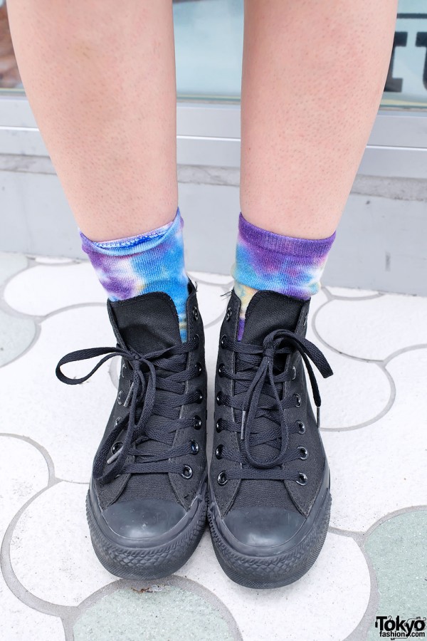 Tie-Dye Socks & High Top Sneakers