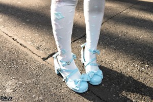 Blue Sweet Lolita Bow Shoes