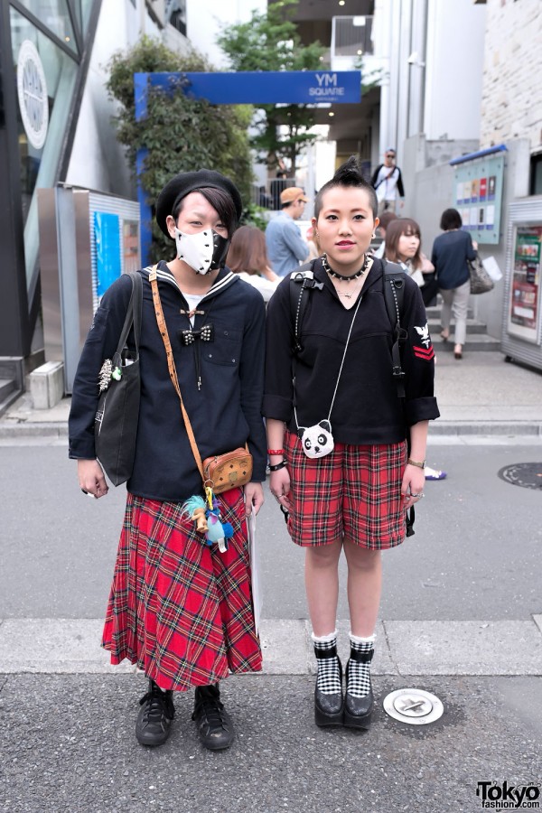 Spiked Face Mask Mohawk Tartan And Sex Pistols Bag In Harajuku