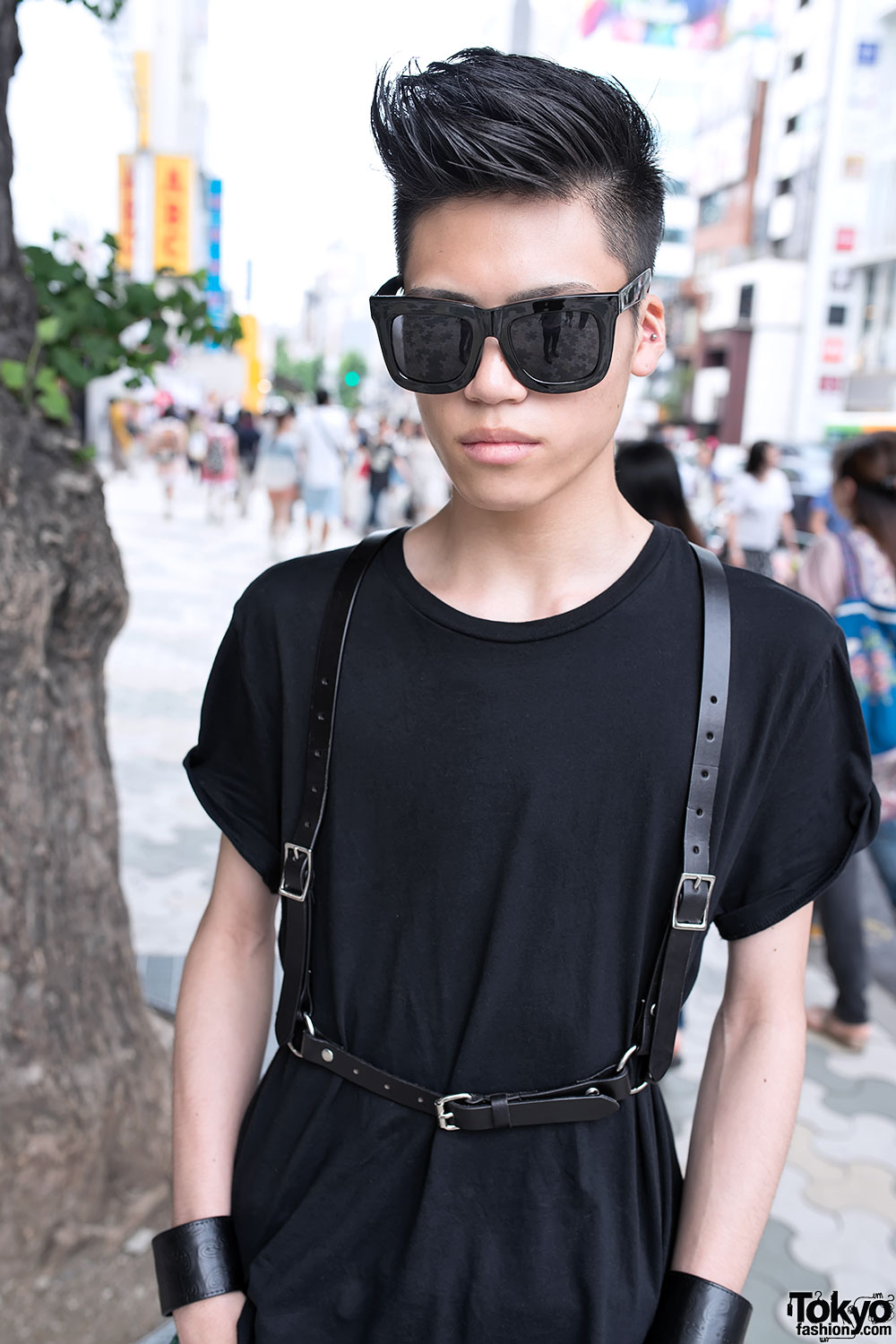 Leather Harness, Leather Cuffs & Christian Dada in Harajuku
