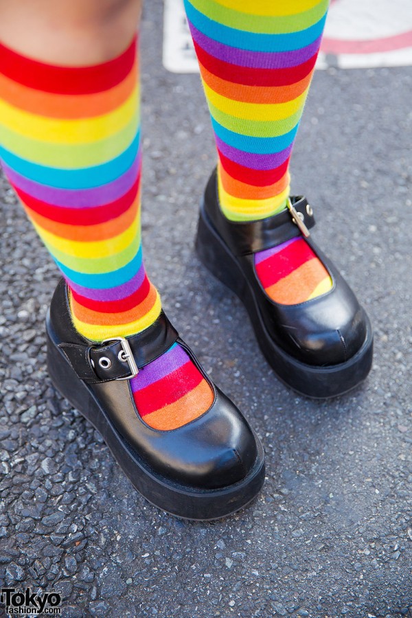 Rainbow Socks & Platform Shoes