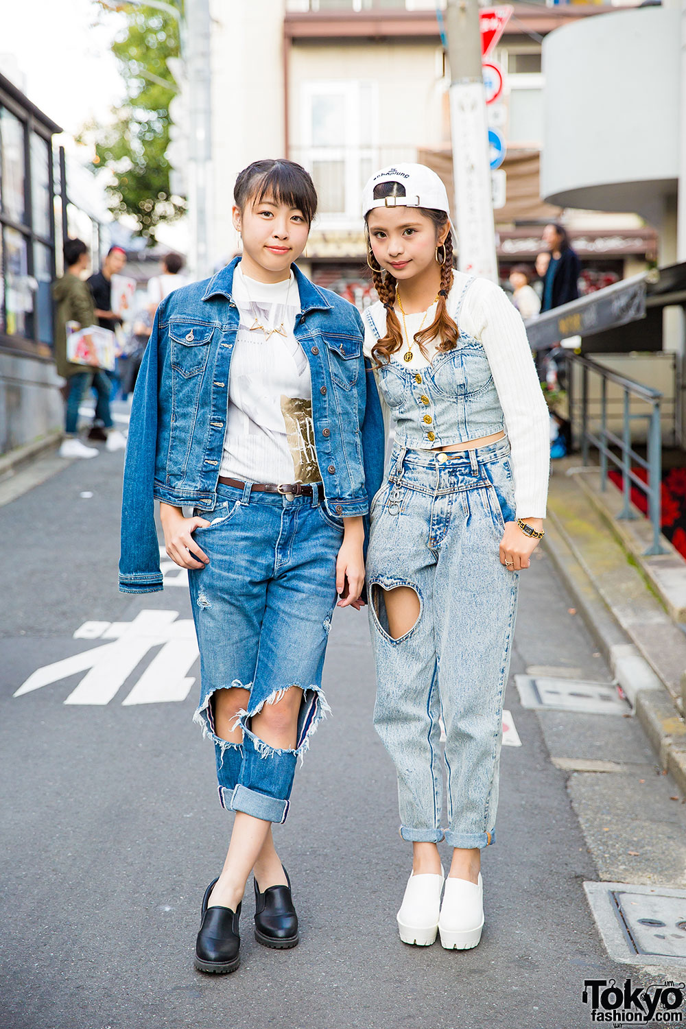 Harajuku Girls W Braided Hair In Denim Outfits W Fig Viper Bershka Chanel Zara Sango Items Tokyo Fashion
