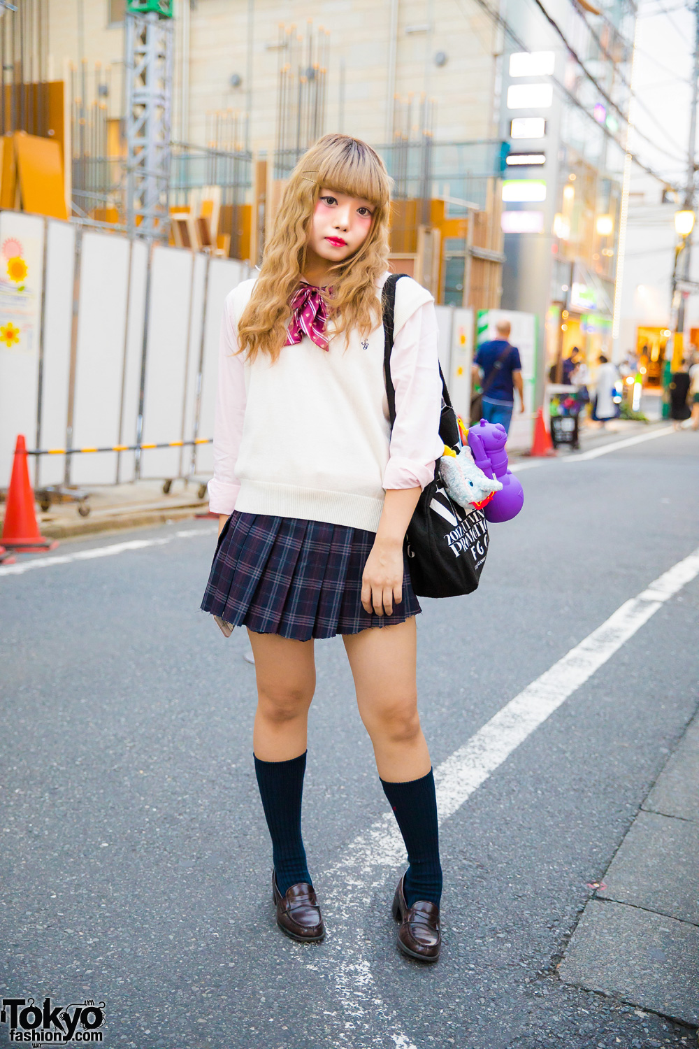 Harajuku Girl in Cute Japanese School Uniform Inspired Street Style