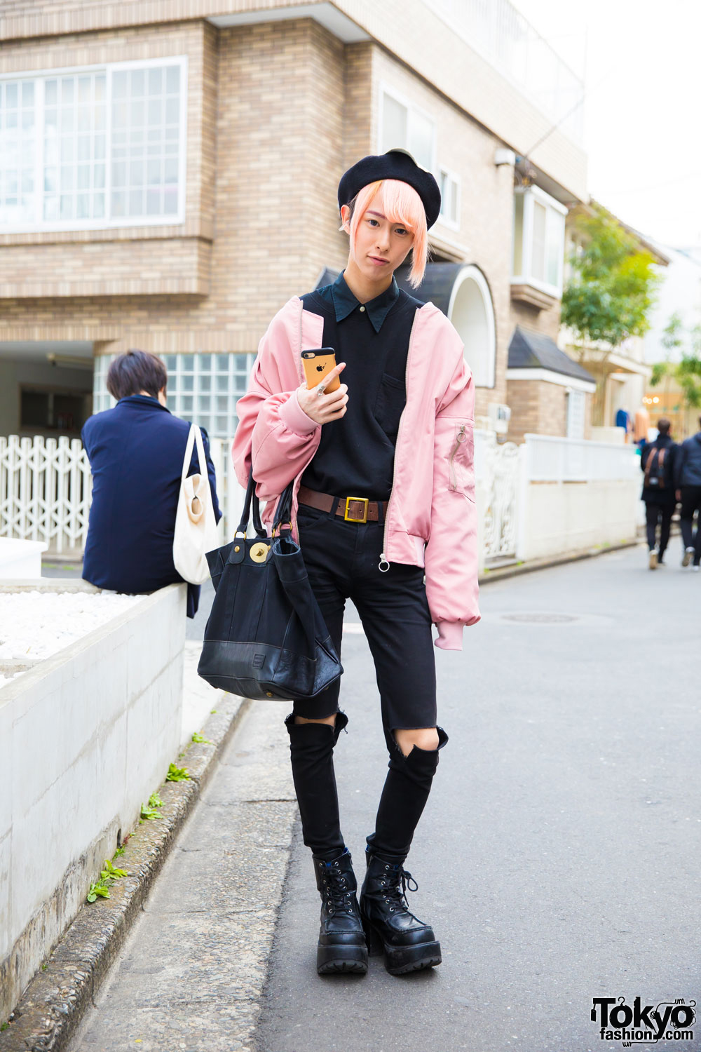 Stylish Harajuku Guy In Pink And Black Fashion W Lhp