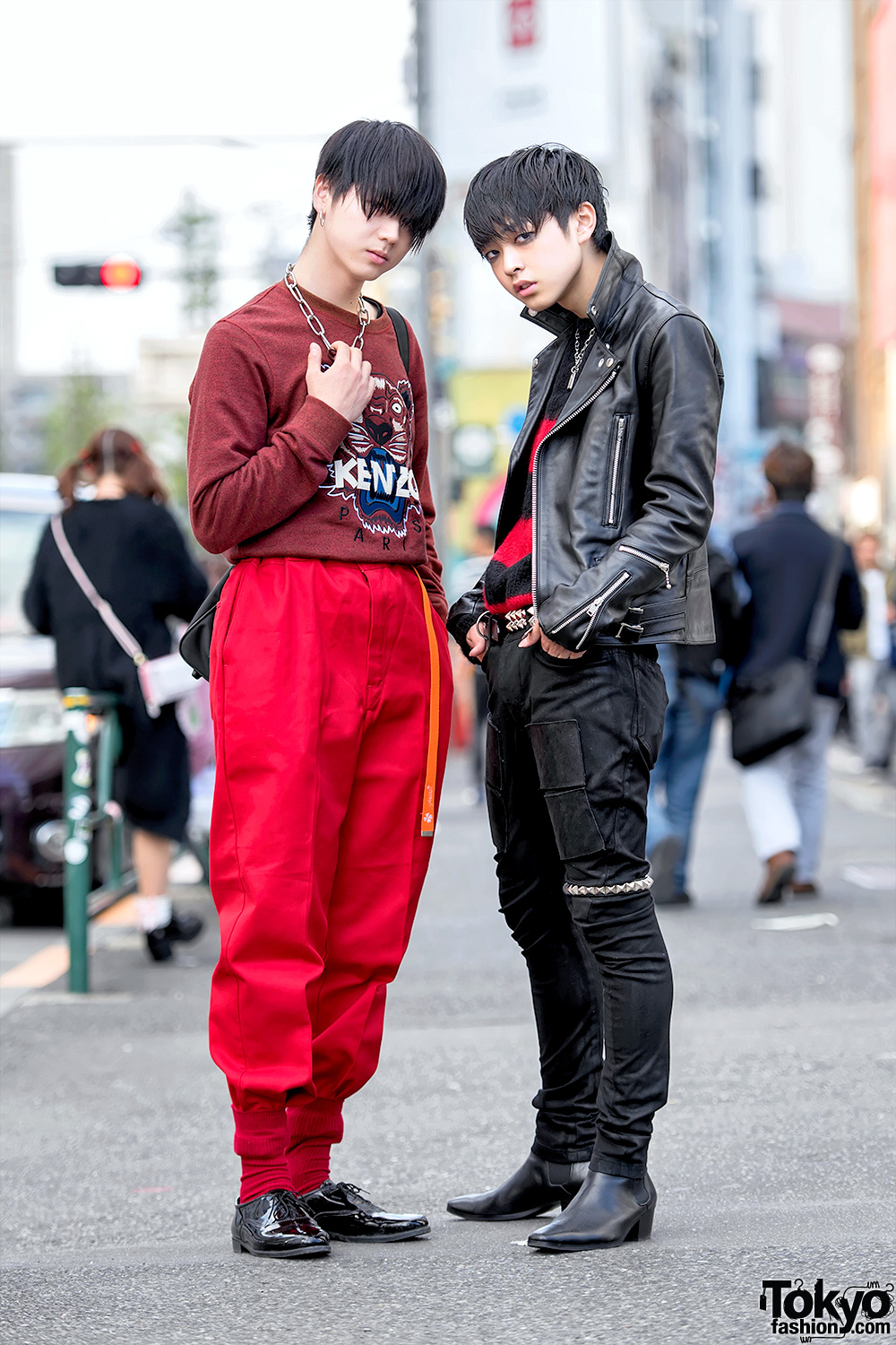 Harajuku Guys In 99 Is Leather Jacket Kenzo Sweater And Comme Des Garcons