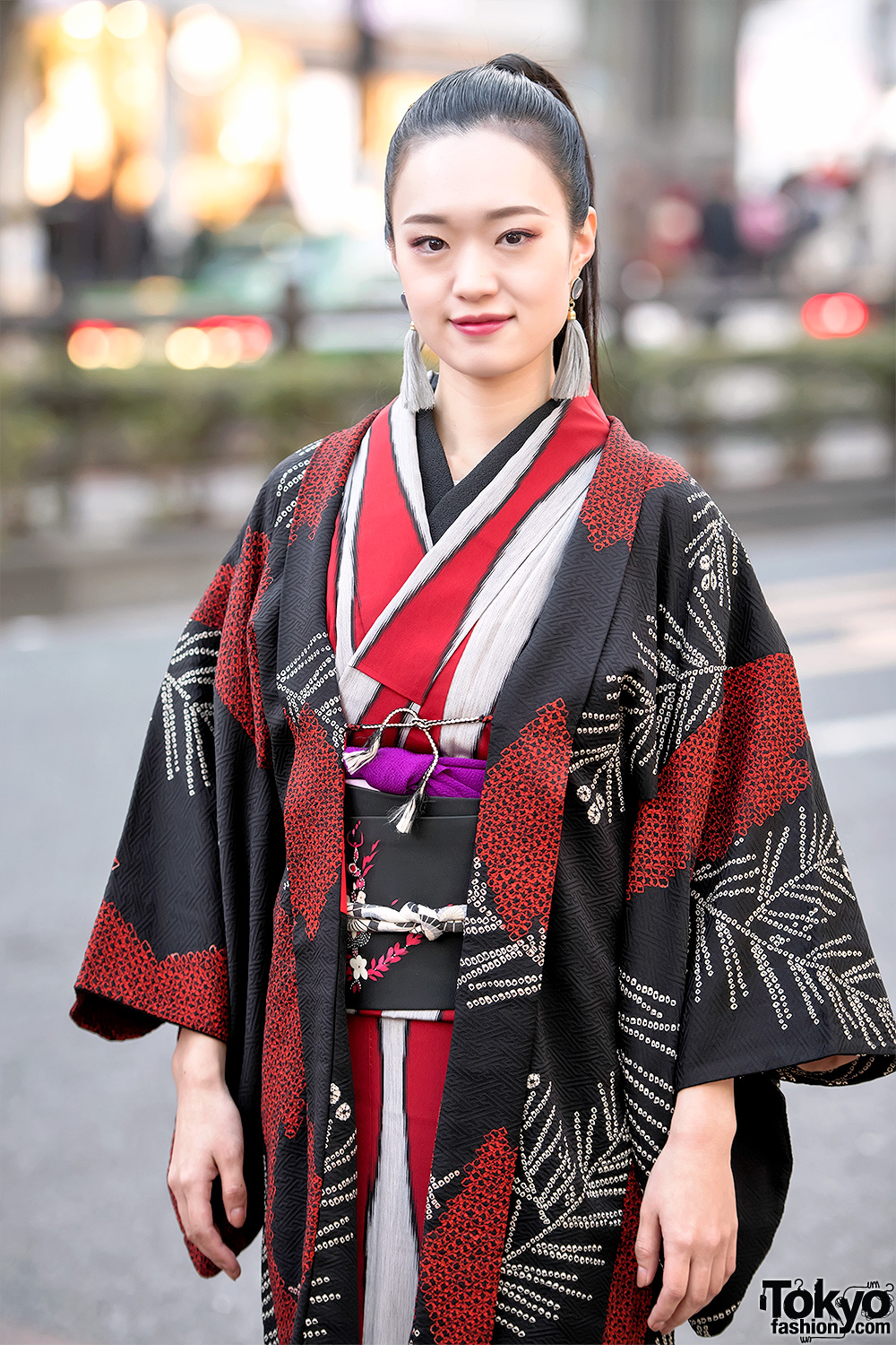 Japanese Street Style W Kimono Hazuki Kimono And Tomorrowland Ankle Boots 