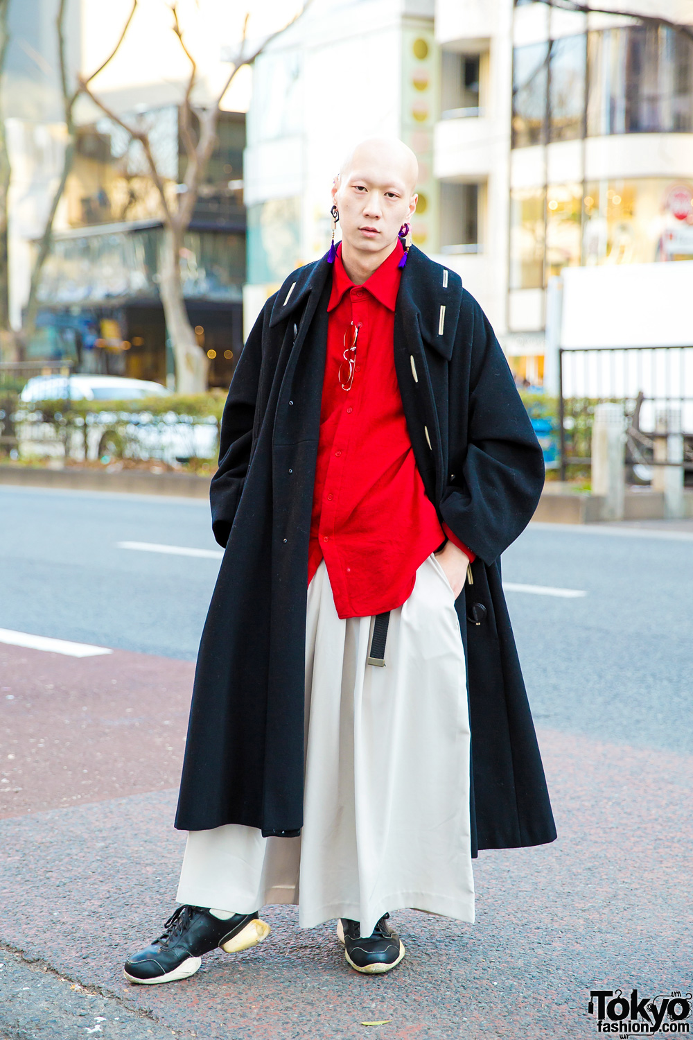 Japanese Model and Musician in Designer Menswear Street Style w/ Yohji Yamamoto Y's, Rick Owens & Balenciaga