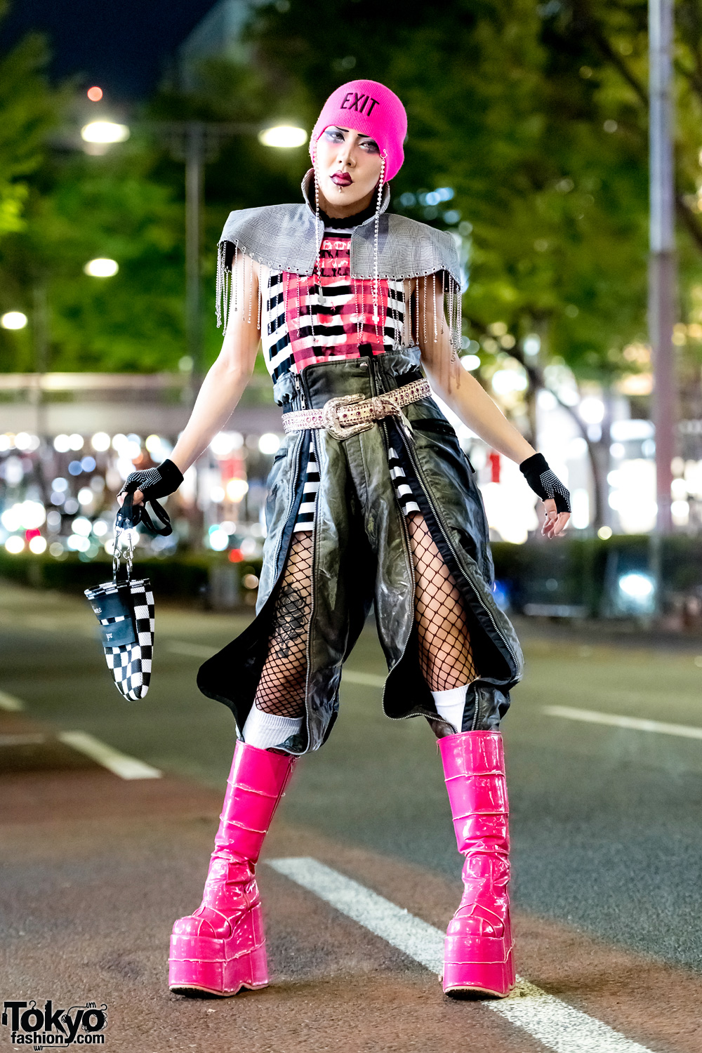 GlamHate Designer in Edgy Black & Pink Harajuku Street Style