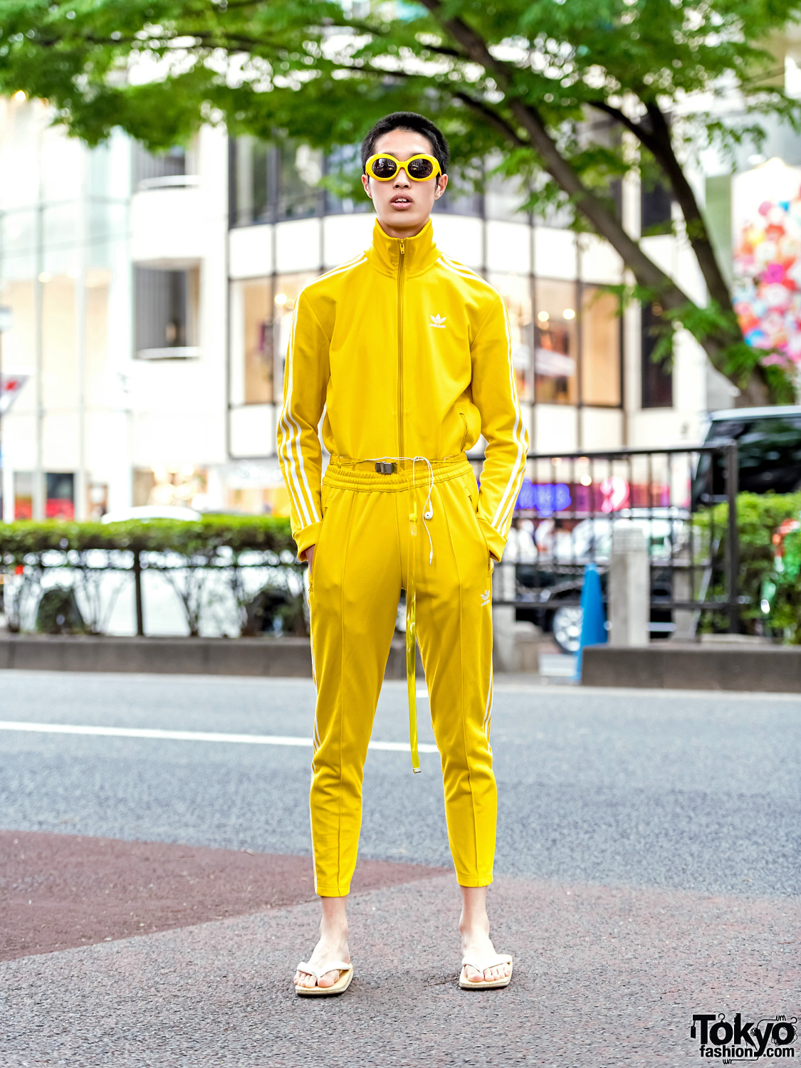 yellow adidas suit