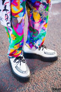 Purple Haired Harajuku Guy In Mixed Prints Kobinai Japan Streetwear