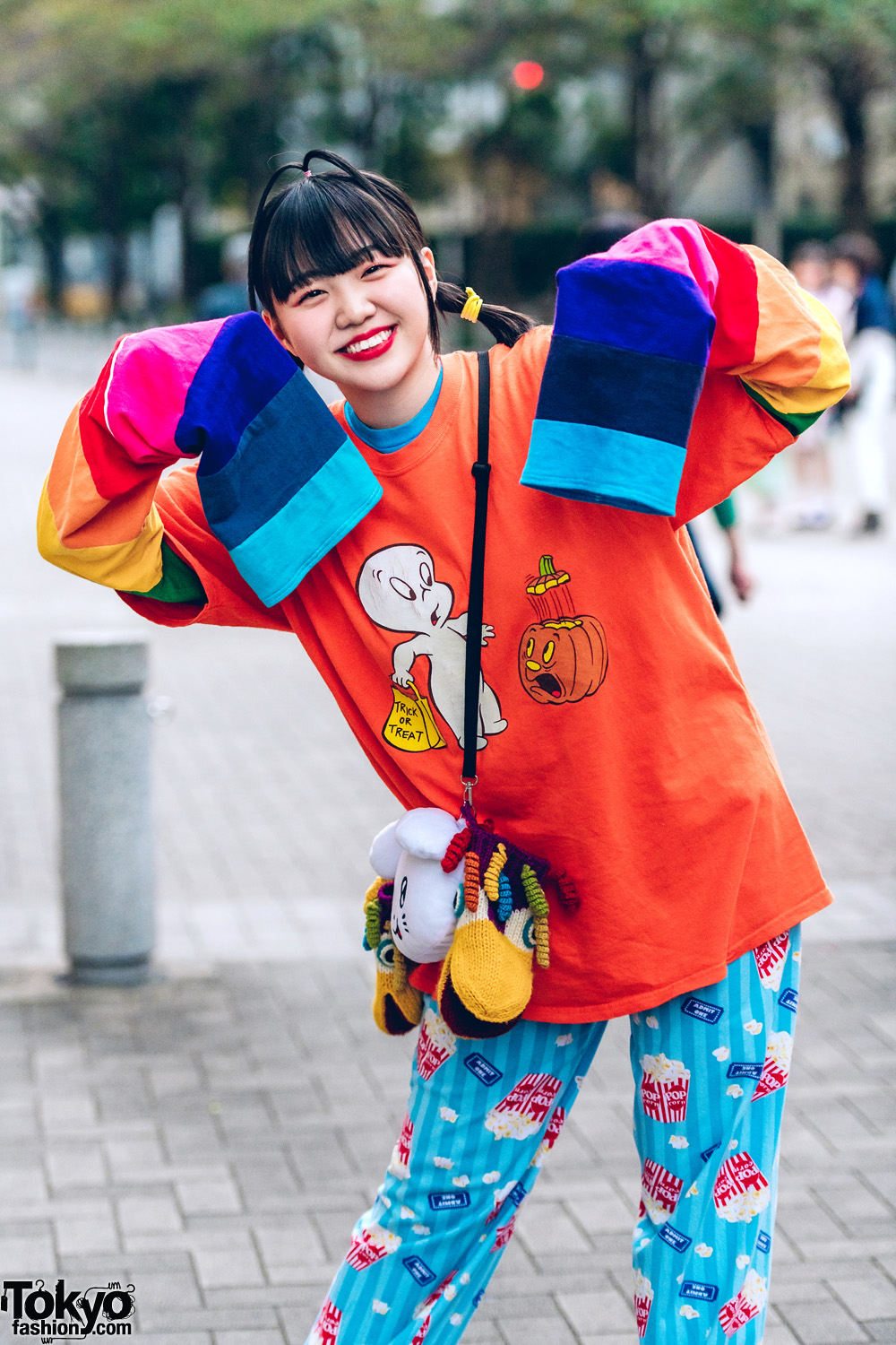 Tokyo Girls in Fun Colorful Street Styles w/ Casper T-Shirt, One W Oh