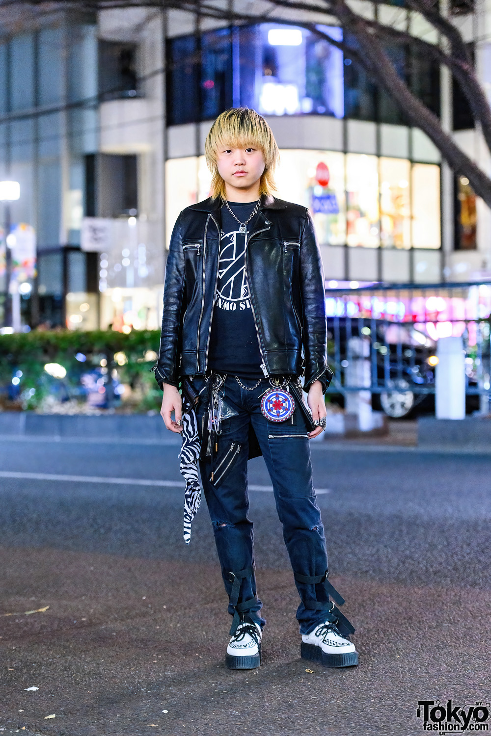 Japanese All Black Punk Street Style W Lock Necklace Knuckleduster