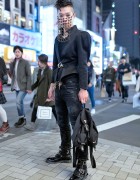 Harajuku Fashion Student w/ Chainmail Veil, Saint Laurent & Hiro x George Cox