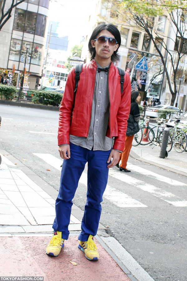 Red Leather Jacket in Harajuku