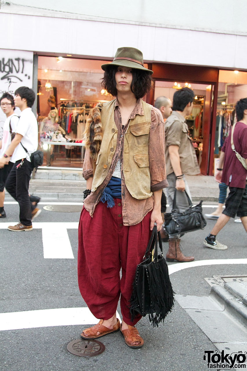 Christopher Nemeth Harajuku Street Style w/ Rope Print Jacket, Beret &  Vintage Patent Pants – Tokyo Fashion