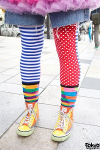 Colorful Mismatched Tights in Harajuku