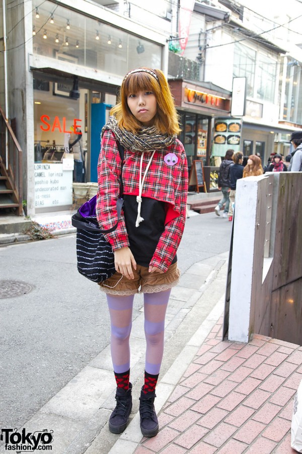 Cropped Plaid Top & Corduroy Bloomers