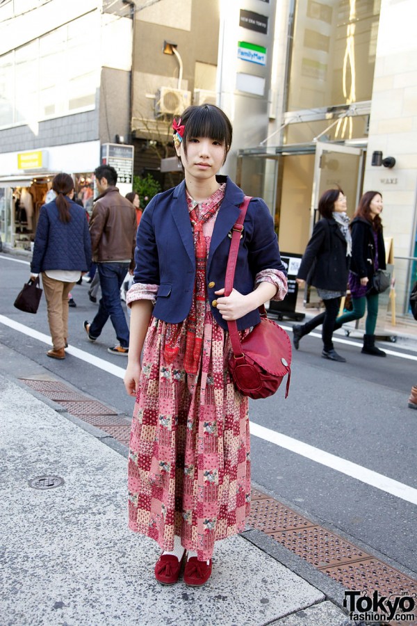Vintage patchwork dress in Harajuku