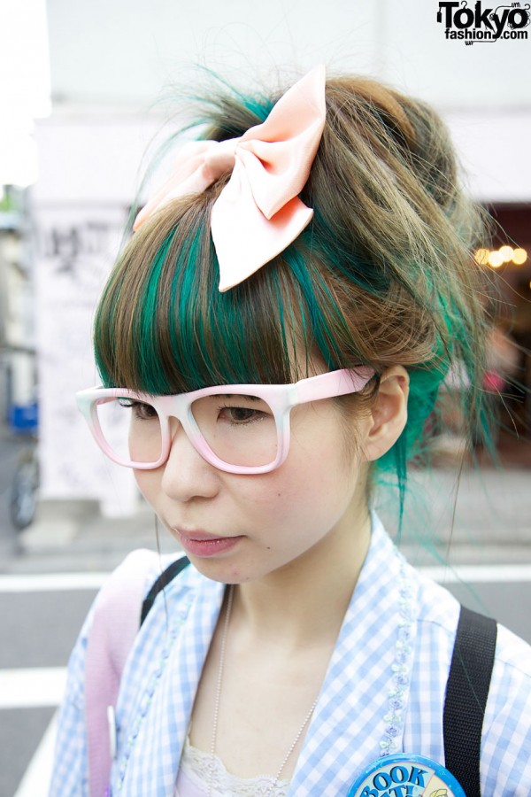 Hair Bow & Pink Glasses